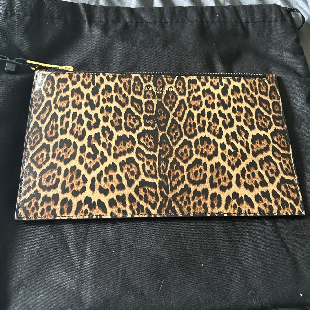 COPY - Saint Laurent Leopard Printed Calfskin Leather Smalll Pouch